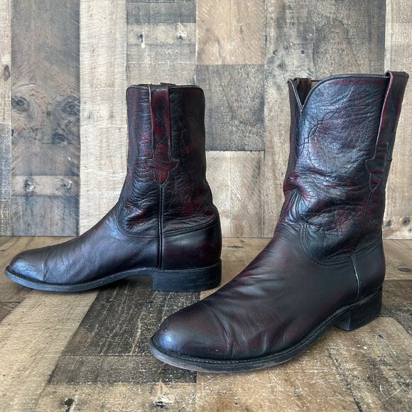 Lucchese Classics P0374 Black Cherry Roper Western Cowboy Boots Mens 10.5 EE - Picture 12 of 12